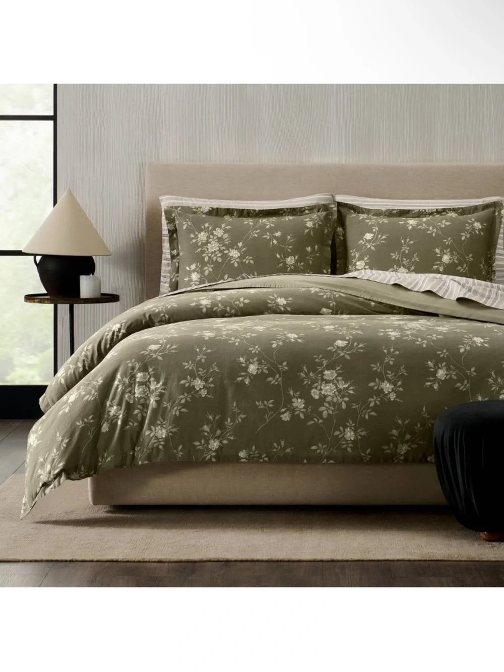 Jeremiah Brent Home 3pc California King Floral 'Palacio' Cotton Duvet Set Green